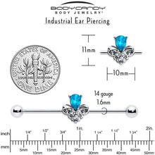 将图片加载到图库查看器,14G Blue Gem Style Simplicity Industrial Barbell 38mm