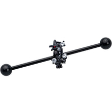 Load image into Gallery viewer, 14G Clear CZ Gem Black Raven Witch Industrial Barbell 38mm