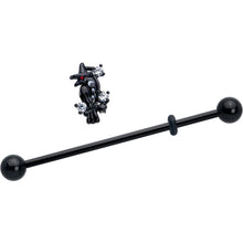 Load image into Gallery viewer, 14G Clear CZ Gem Black Raven Witch Industrial Barbell 38mm