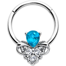 将图片加载到图库查看器,16G 3/8 Blue Gem Style Simplicity Hinged Segment Ring
