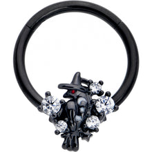 将图片加载到图库查看器,16G 3/8 Clear CZ Gem Black Raven Witch Hinged Segment Ring