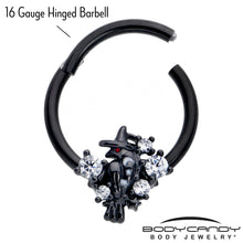 将图片加载到图库查看器,16G 3/8 Clear CZ Gem Black Raven Witch Hinged Segment Ring