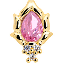 Load image into Gallery viewer, 16G 1/4 Pink CZ Gem Gold Tone Style Fire Labret Monroe Tragus