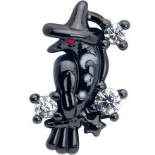 Load image into Gallery viewer, 20G 7mm Clear CZ Gem Black Raven Witch L Shape Nose Ring