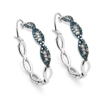 Load image into Gallery viewer, 0.52 Carat Genuine Blue Diamond & White Diamond .925 Sterling Silver Earrings