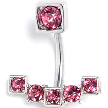 将图片加载到图库查看器,Pink Gem Blocky Arch Double Mount Belly Ring