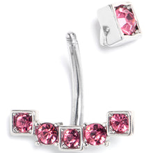 将图片加载到图库查看器,Pink Gem Blocky Arch Double Mount Belly Ring