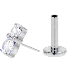 将图片加载到图库查看器,16G 1/4 Clear Gem G23 Titanium Threadless Push In Labret Tragus