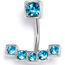 将图片加载到图库查看器,Blue CZ Gem Blocky Arch Double Mount Belly Ring