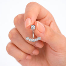 将图片加载到图库查看器,Clear CZ Gem Blocky Arch Double Mount Belly Ring