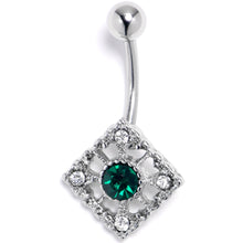 Load image into Gallery viewer, Clear Green Gem Retro Beauty Style Rhombus Belly Ring