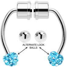 Load image into Gallery viewer, Blue Gem Magnetic Septum Ring Horseshoe Non-Pierced Fake Nose Ring Set