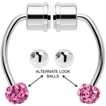 Load image into Gallery viewer, Pink Gem Magnetic Septum Ring Horseshoe Non-Pierced Fake Nose Ring Set