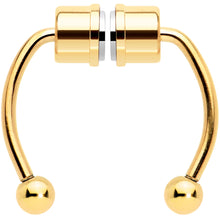 Load image into Gallery viewer, Gold Tone PVD Magnetic Septum Ring Horseshoe Non-Pierced Fake Nose Ring Set