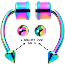 Load image into Gallery viewer, Rainbow PVD Magnetic Septum Ring Horseshoe Non-Pierced Fake Nose Ring Set