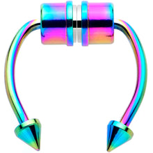 Load image into Gallery viewer, Rainbow PVD Magnetic Septum Ring Horseshoe Non-Pierced Fake Nose Ring Set