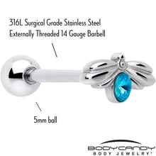 将图片加载到图库查看器,Blue Gem Little Cutie Bee Barbell Tongue Ring