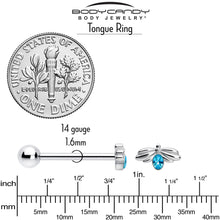 将图片加载到图库查看器,Blue Gem Little Cutie Bee Barbell Tongue Ring