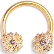 Load image into Gallery viewer, 16G 3/8 Vitrail Gem Gold Tone Blossom Bloom Circular Barbell