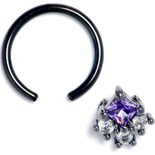 Load image into Gallery viewer, 16G 3/8 Purple CZ Gem Black Rhombus Riot BCR Captive Ring