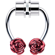 Load image into Gallery viewer, Red Rose Magnetic Septum Ring Horseshoe Non-Pierced Fake Nose Ring