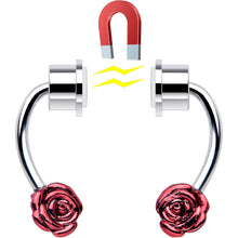 Load image into Gallery viewer, Red Rose Magnetic Septum Ring Horseshoe Non-Pierced Fake Nose Ring