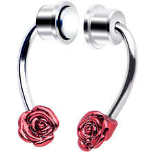 Load image into Gallery viewer, Red Rose Magnetic Septum Ring Horseshoe Non-Pierced Fake Nose Ring