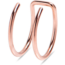 Load image into Gallery viewer, Rose Gold Stainless Steel Clip on Double Hoop Fake Cartilage Earring Ear Cuff