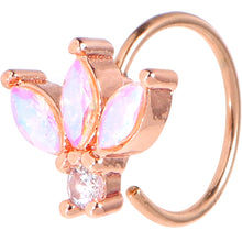 Load image into Gallery viewer, 20G 5/16 Aurora Gem Rose Gold Tone Fashion Fan Mini Nose Hoop