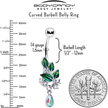 将图片加载到图库查看器,Aurora CZ Gem Morning Leaves Dangle Belly Ring