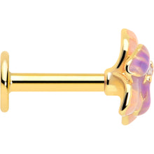 Load image into Gallery viewer, 16G 1/4 Clear Gem Gold Tone Pastel Flower Cartilage Labret