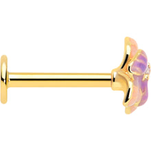 Load image into Gallery viewer, 16G 5/16 Clear Gem Gold Tone Pastel Flower Labret Monroe Tragus