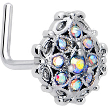 Load image into Gallery viewer, 20G 7mm Aurora Gem Retro Sunburst L Shape Nose Ring