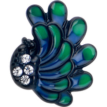 Load image into Gallery viewer, Clear Gem Black Peacock Green Barbell Tongue Ring