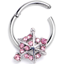 将图片加载到图库查看器,16G 3/8 Pink Gem Spiderweb Goth Hinged Segment Ring