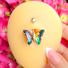 Load image into Gallery viewer, Vitrail Clear CZ Gem Simply Colorful Butterfly Belly Ring