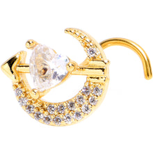 Load image into Gallery viewer, 20G 7mm Clear CZ Gem Gold Tone Moon Lover Left Side Nose Screw