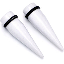 Load image into Gallery viewer, White Shimmer Acrylic Straight Taper Set 6mm to 20mm Sizes