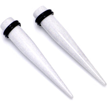 Load image into Gallery viewer, White Shimmer Acrylic Straight Taper Set 6mm to 20mm Sizes