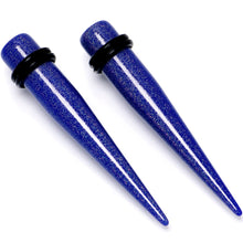 Load image into Gallery viewer, Blue Shimmer Acrylic Straight Taper Set 6mm to 20mm Sizes