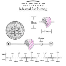 Load image into Gallery viewer, 14G Pink Heavenly Heart Angel Wings Industrial Barbell 38mm