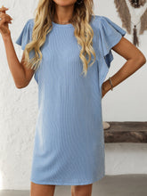 Load image into Gallery viewer, Ruffled Round Neck Short Sleeve Dress Feminine Simple Classic Dress Breathable And Comfy Dress