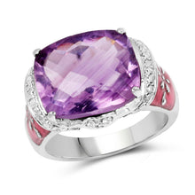 Load image into Gallery viewer, 8.86 Carat Genuine Amethyst & White Topaz .925 Sterling Silver Ring