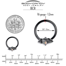 Load image into Gallery viewer, 16G 3/8 Aurora Gem Black Beauty Bug BCR Captive Ring