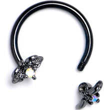 Load image into Gallery viewer, 16G 3/8 Aurora Gem Black Beauty Bug Horseshoe Circular Barbell