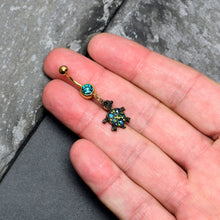 Load image into Gallery viewer, Blue Gem Gold Tone Sweet Sea Turtle Dangle Belly Ring