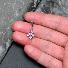 Load image into Gallery viewer, Clear Pink CZ Gem Rhombus Riot Belly Ring