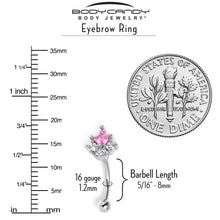 Load image into Gallery viewer, 16G 5/15 Clear Pink CZ Gem Rhombus Riot Curved Eyebrow Ring