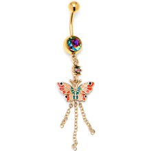 将图片加载到图库查看器,Vitrail Gem Gold Tone Sunrise Butterfly Dangle Belly Ring