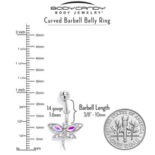 Load image into Gallery viewer, Aurora Clear CZ Gem Understated Dragonfly Belly Ring
